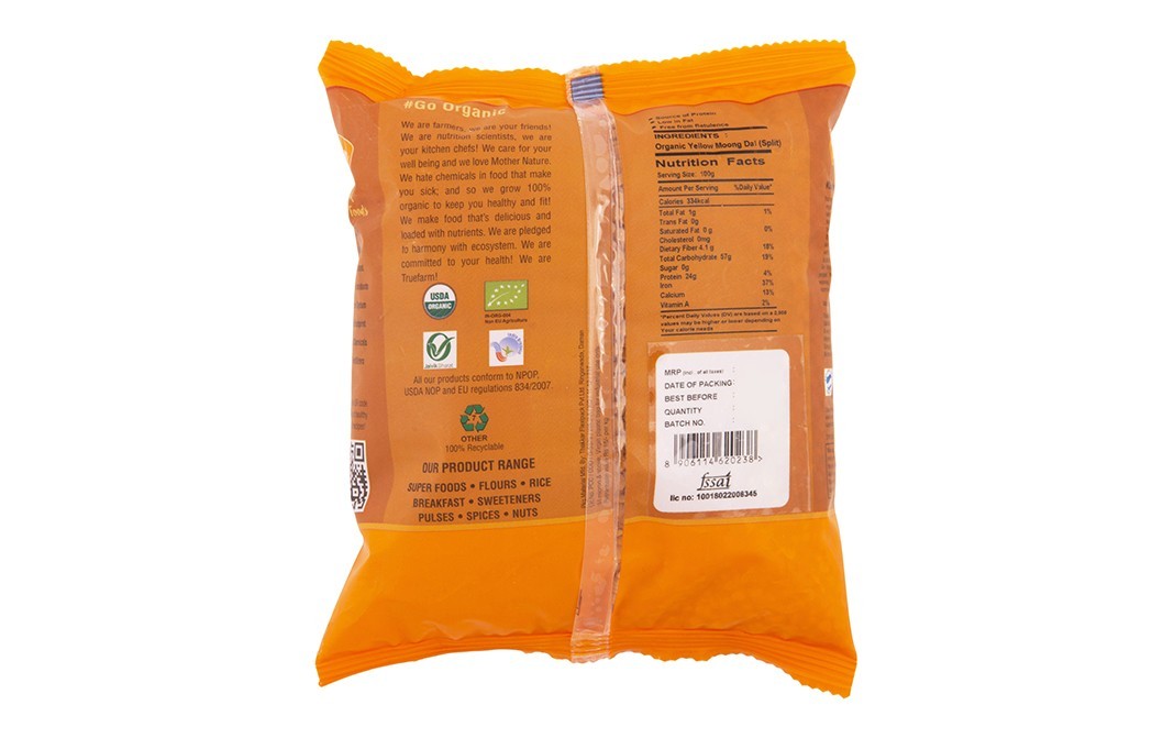 Truefarm Organic Yellow Moong Dal    Pack  500 grams